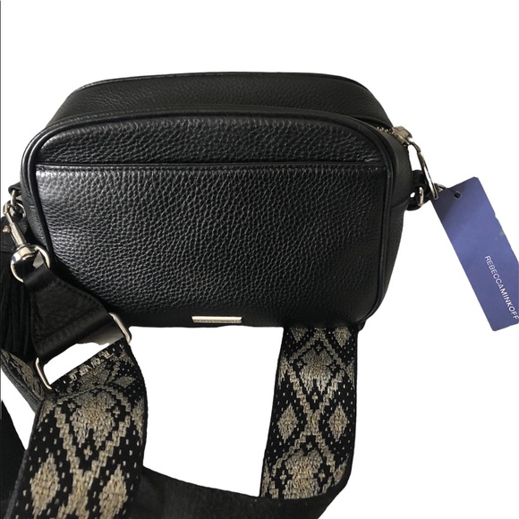 Nwt defect Rebecca Minkoff black leather guitar strap camera bag HP Pick 2024 - Picture 5 of 7